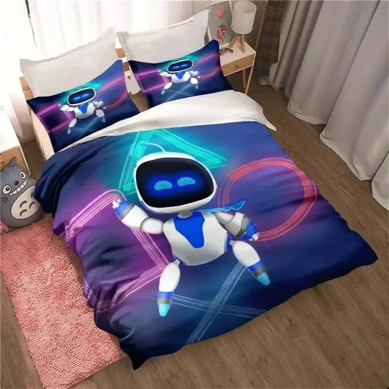 ASTRO BOT Cute Cartoon Bedding Set Duvet Set Single Double Bed King Size Bed Set Adult boys Bedroom Duvet Cover Pillow Case