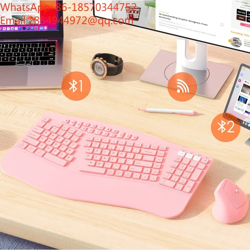 Ergonomic 2.4G Bluetooth Charging Wireless Dual-mode Office Keyboard and Mouse Set