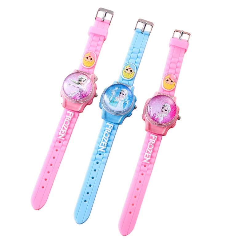 Miniso Anime Cartoon Disney Frozen Prinses Elsa Flip Up Siliconen Quartz Horloge Meisjes Student Sport Polshorloge Kerstcadeau