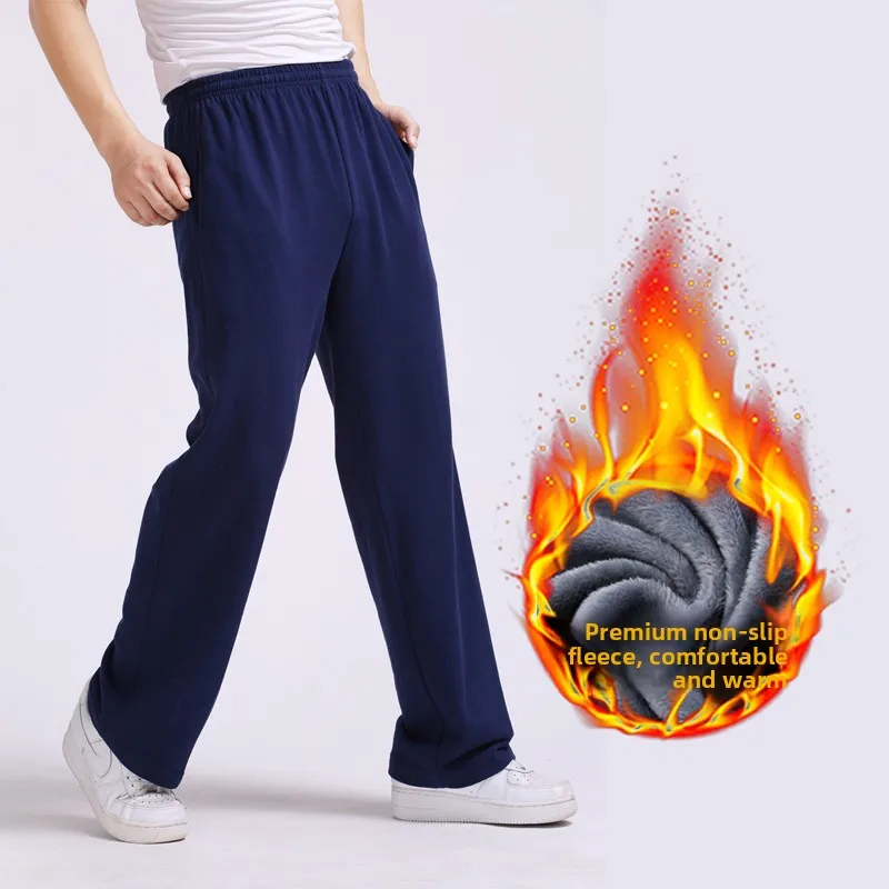 

Men's Spor Fce Lined Thiened Cotton Casual Loose Long Pants Running Trousers Straight Leg plus Size Comfortable Winter
