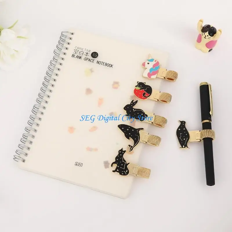 

U75B Multipurpose Alloy Bookmarks with Adjustable Spring Rings Pen Clip for Notebook