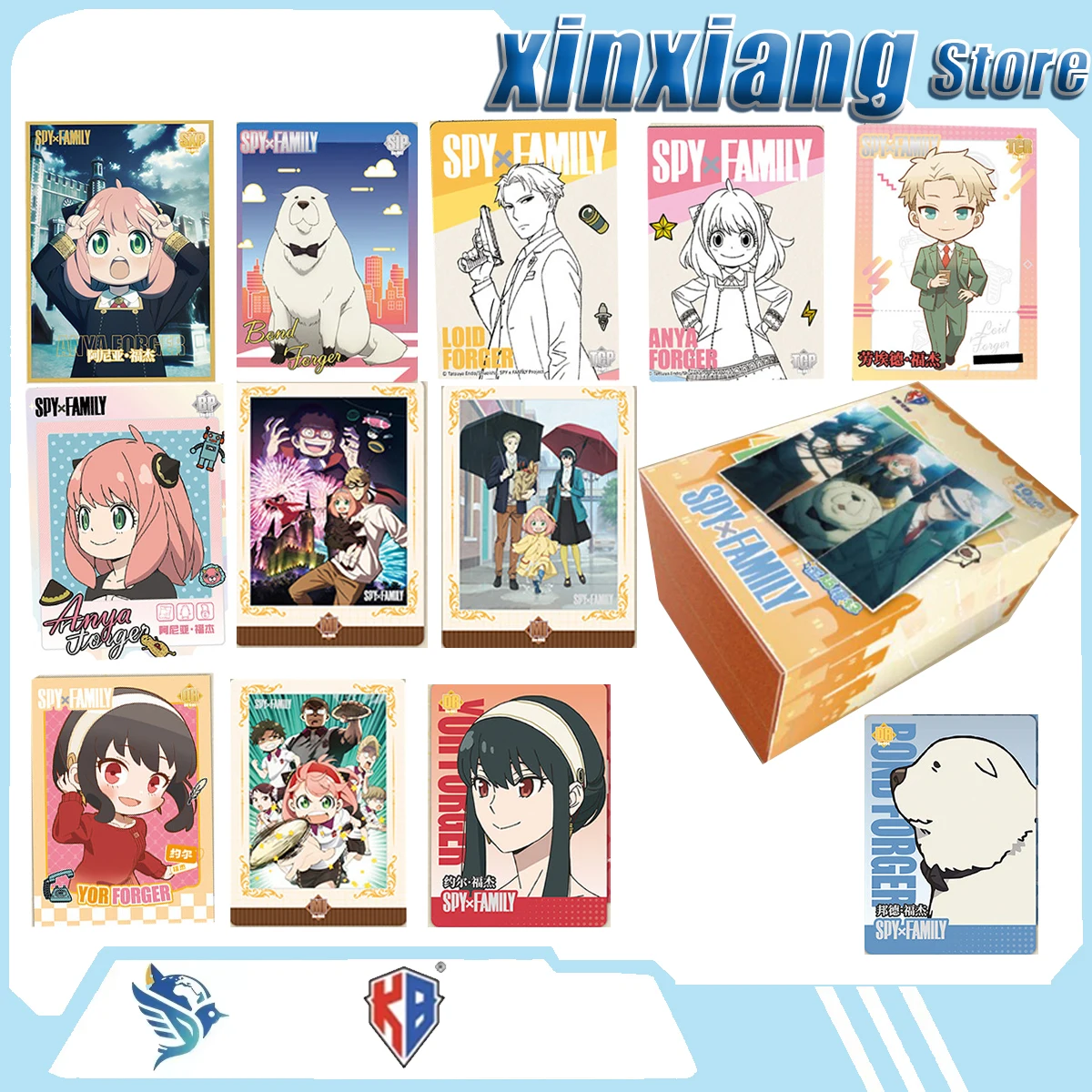 Cartes à collectionner sur le thème d'Anyaa, style anime et manga, de Kabao Culture Creative Works, avec des personnages de dessins animés mignons.