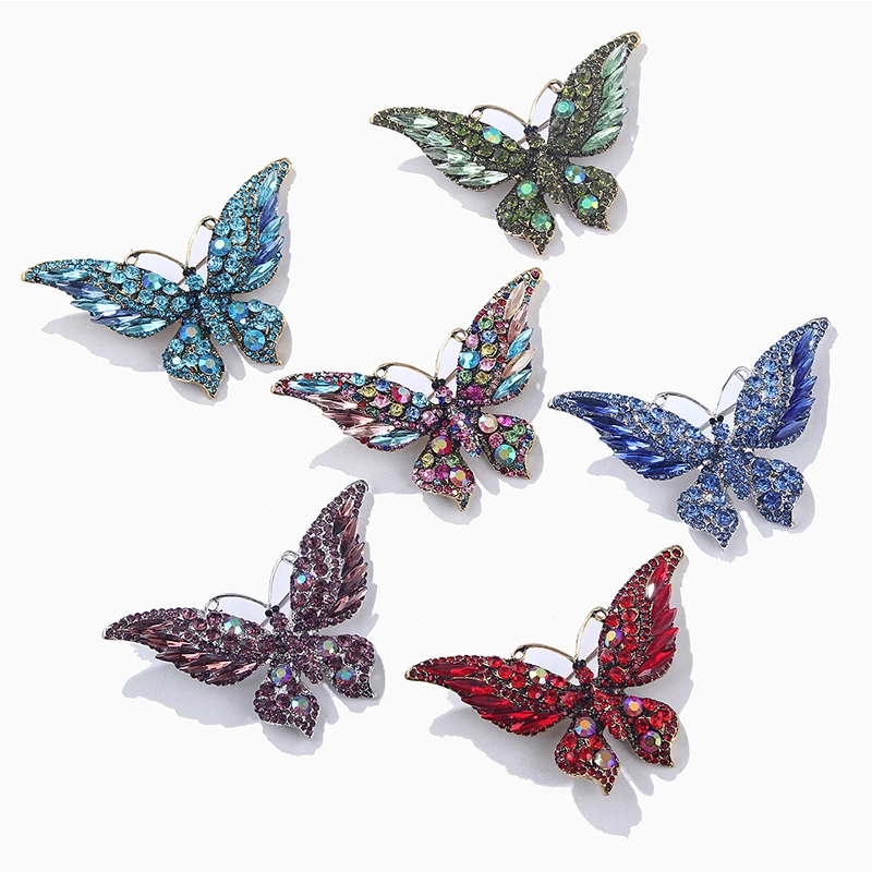 1pc Large Vintage New Crystal Large Butterfly Nail Charm Exaggerated Fashion Jewelry Animal Insect Nail Accessories