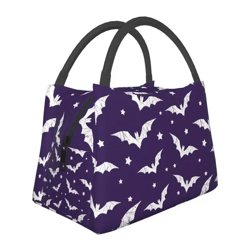 Distressed Bats Pattern Insulated Lunch Bags for Women Creepy Halloween Gift Resuable Cooler Thermal Bento Box Kids Office