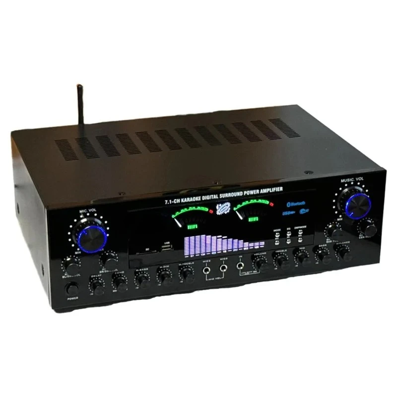 2800W Home Karaoke Dual-Ring Power Amplifier New Model 7.1 Channel Zone Tuning High-Power Metal Construction