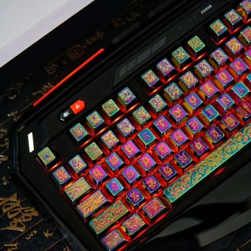 All Metal Keycaps Custom Golden Magical Animals Carving Cherry Key Cap Cute Artisan Design Point KeyCap for Gamers MX Switch
