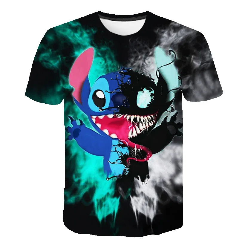 T-shirt Disney Stitch pour hommes et femmes, impression 3D, rue, loisirs, sport, grand haut, été, nouveau, 2025