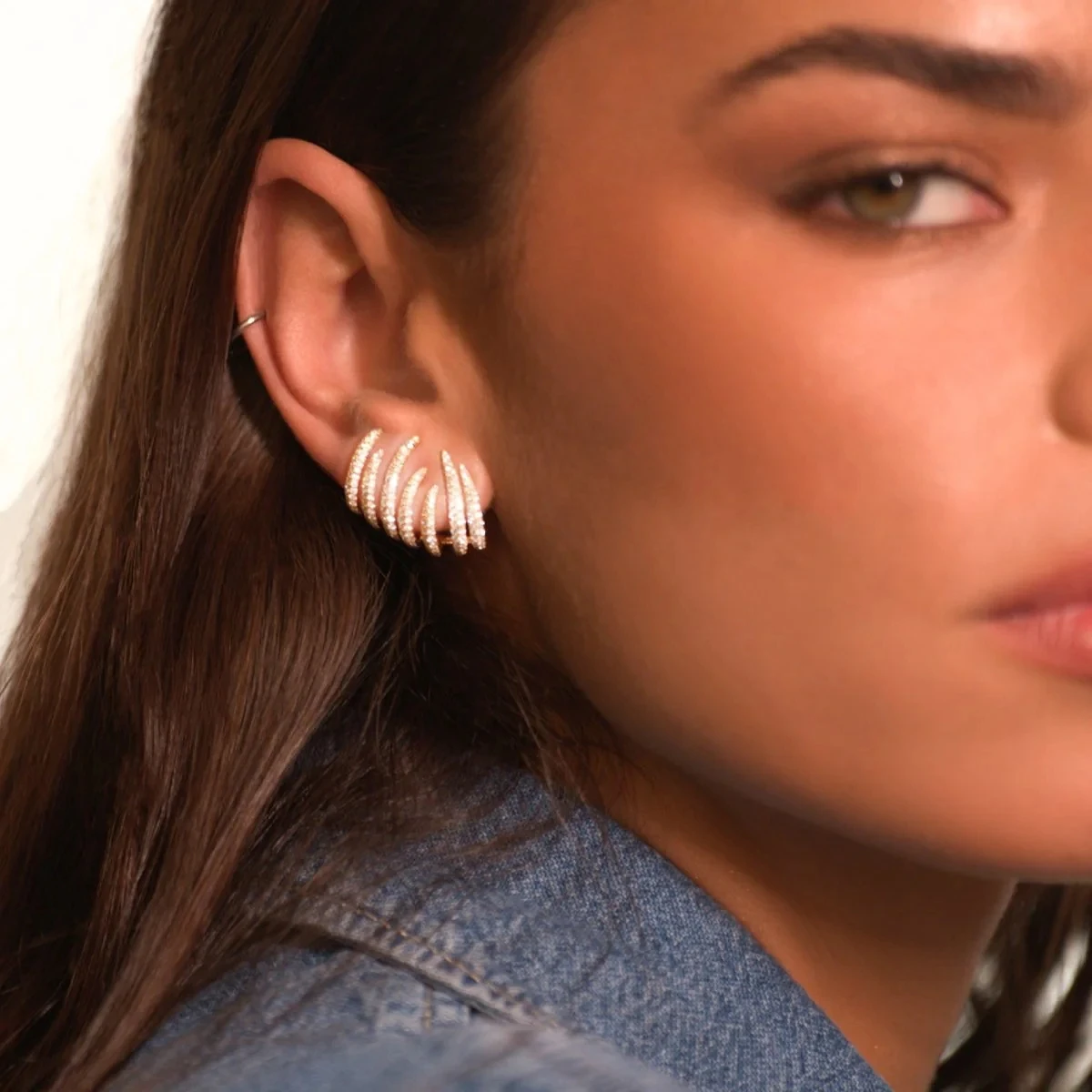 Hot Sale NEW Arrived Full Micro Paved 5A Cubic Zirconia CZ Bud Shaped Sparking Fashion Women Big Stud Earring
