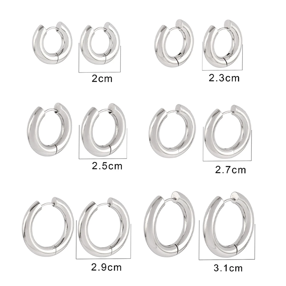 316L Stainless Steel Hoop Earrings for Men Punk U Shape Earring Round Women Earrings Female Jewelry