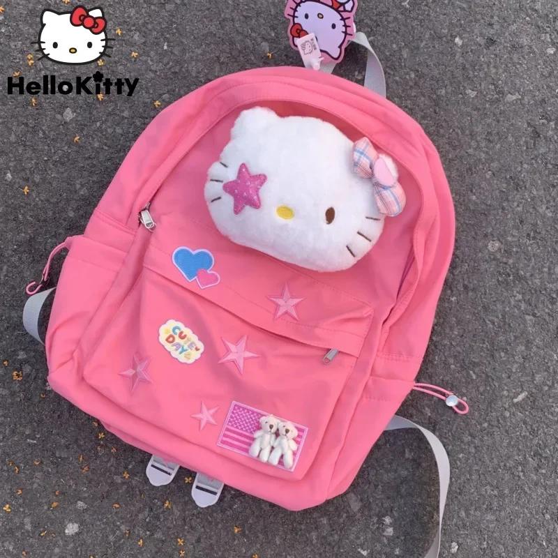 Sanrio Hello Kitty Millennium Kim Possible Weimei Kawaii Pink Schoolbag Student Backpack Y2k Female Fashion Design Backpack New