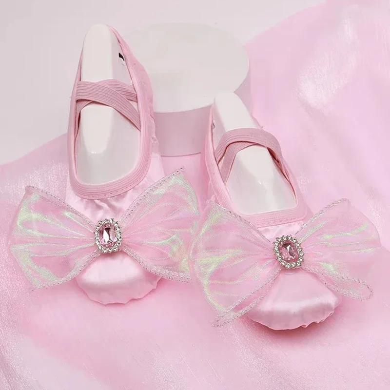 Zapatos de baile para niños, zapatos de ballet decorados con corona de suela suave, zapatos de baile con garra de gato para niños y niñas