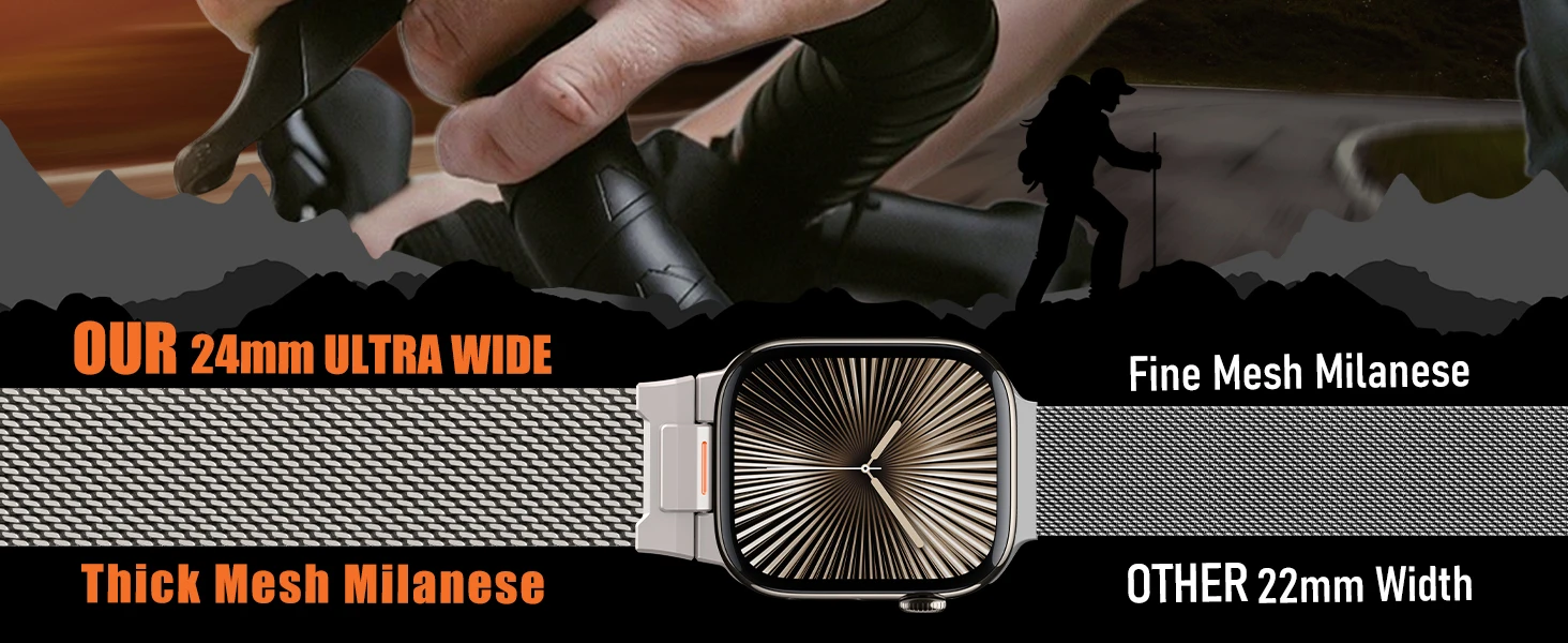 Armband für Apple Watch, Ultra 4, 3, 2, 49 mm, 46 mm, 40 mm, 44 mm, 45 mm, 42 mm, Milanese Loop, Armband, iWatch Series 12, 11, 10, SE, 9. – Detail 7
