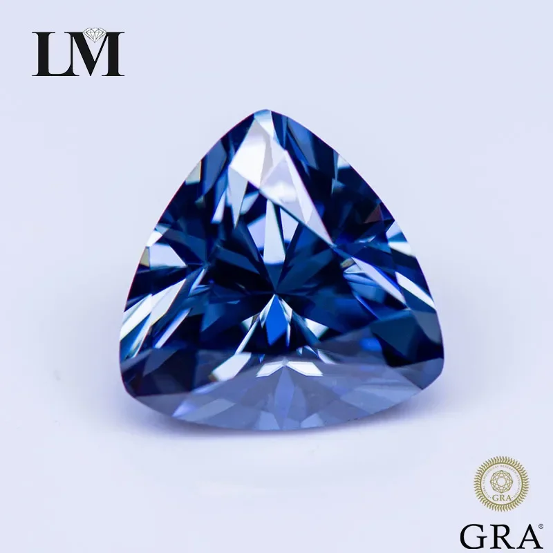 

Moissanite Stone Natural Color Royal Blue Trillyon Cut Lab Grown Diamond for Women Jewelry Making Materials with GRA Certificate