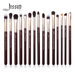 Jessup – ensemble de pinceaux pour les yeux 15 pièces, pinceaux de maquillage synthétiques naturels, pinceaux pour fard à paupières, Eyeliner pour mélange de sourcils T284