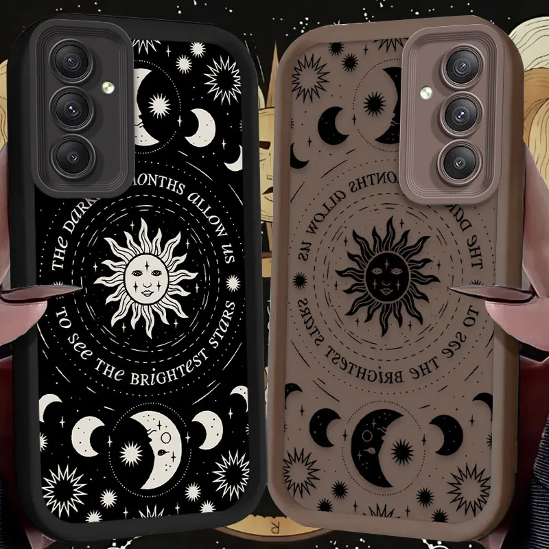 Funda Retro de silicona para Samsung Galaxy, carcasa con Luna y dios del sol para modelos A35, A55, A15, A25, A16, A06, A05, A05S, A24, A13, A23, A12, A22, A32, A52, A71, A51, 4G