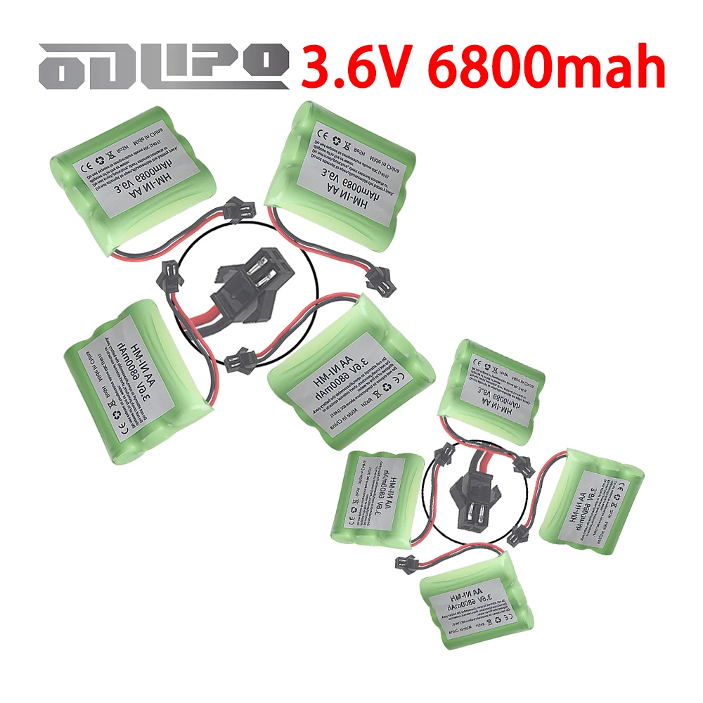 ( SM Plug ) 6.8Ah 6800mAh Ni-MH 3.6V Rechargeable Battery Pack For Rc toy Car Tank Train Robot Boat AA Nimh 3.6v 3000mah Battery