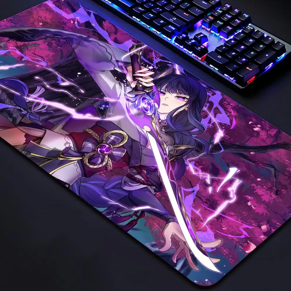 Mouse Pad Genshin Impact Mousepad Baal Raiden Shogun Gaming Accessories Pc Gamer Cabinet Desk Mat Keyboard Computer Deskmat Xxl