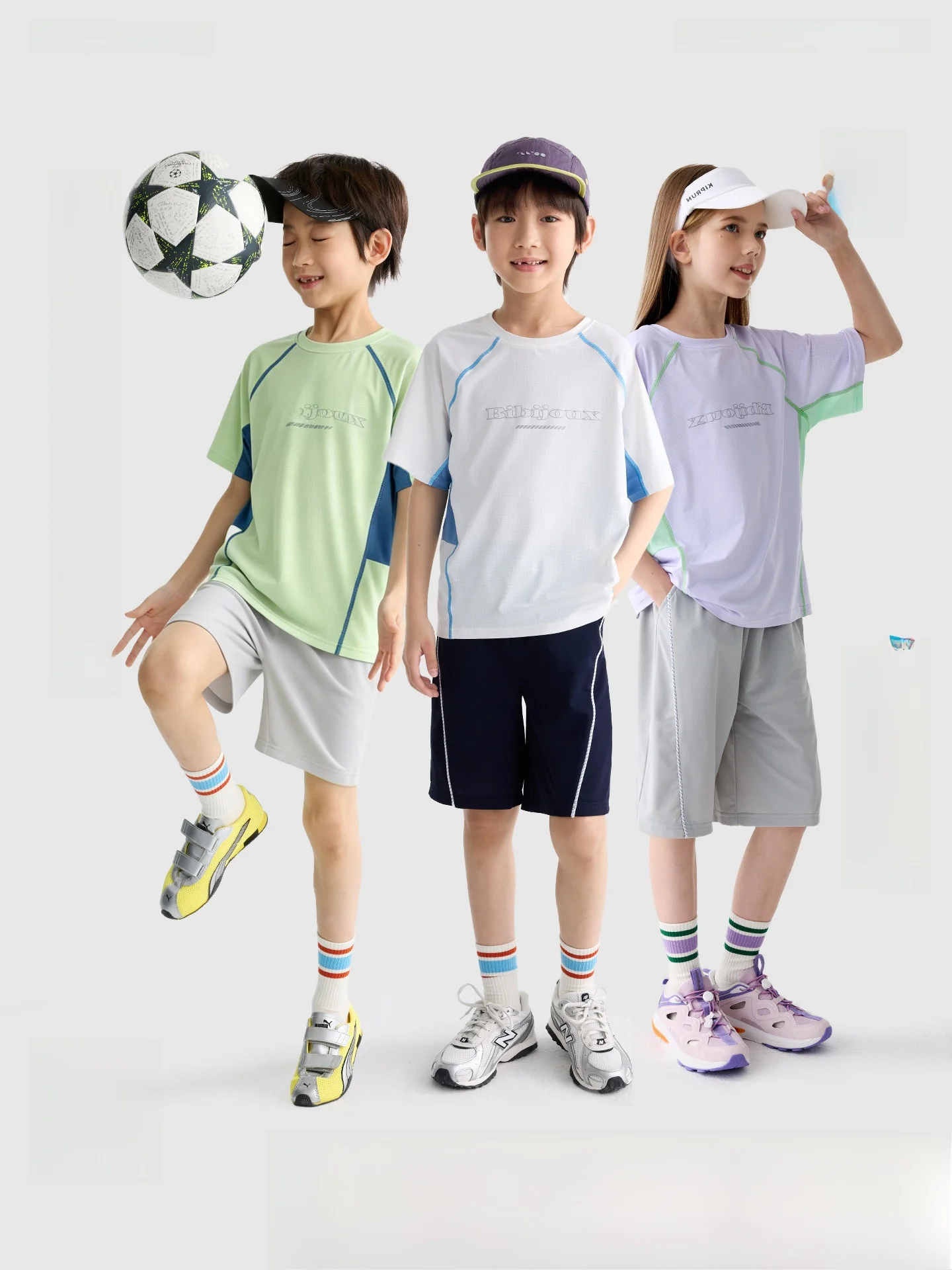 

Purrfect Diary Kids Sports Outfit Short Sleeve Outdoor Clothing Set for Boys And Girls Summer Quick Dry Breathable Shorts