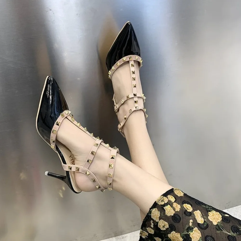 Damen Mode Sexy Sandalen 2026 Neue Spitzschuh-Design mit Schnalle und Nieten Trendige High Heels Schuhe für Kleider, Hochzeiten, Bankette und Partys – Detail 12