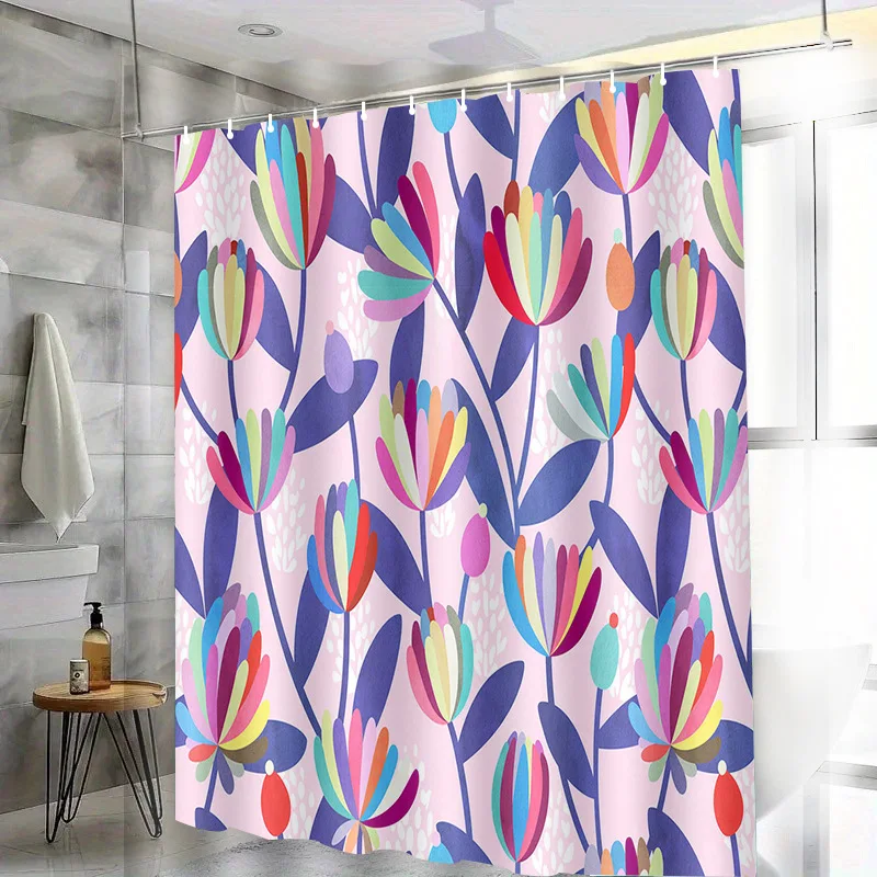 

Занавеска для душа со свежими и яркими цветами, моющаяся грязеотталкивающая насадка для душа, водонепроницаемая полиэстеровая занавеска для ванны для домашнего декора