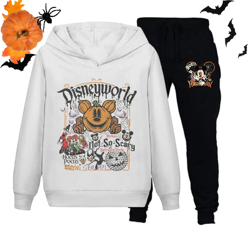 

Halloween Disneyworld Mickey's Not So Scary 2pcs Hoodies Sets Children Kids Long Sleeve Pullovers+Pants Halloween Hoodies Sets