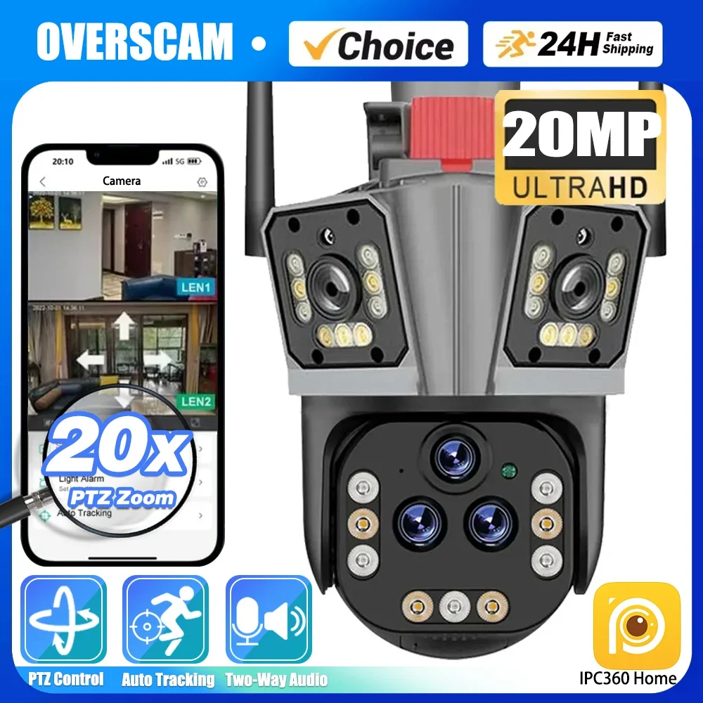 

20X PTZ Zoom Ultra 20MP 10K WIFI Surveillance Camera Outdoor Five Lens Camera PTZ Smart Home Human Tracking Wireless CCTV Camera