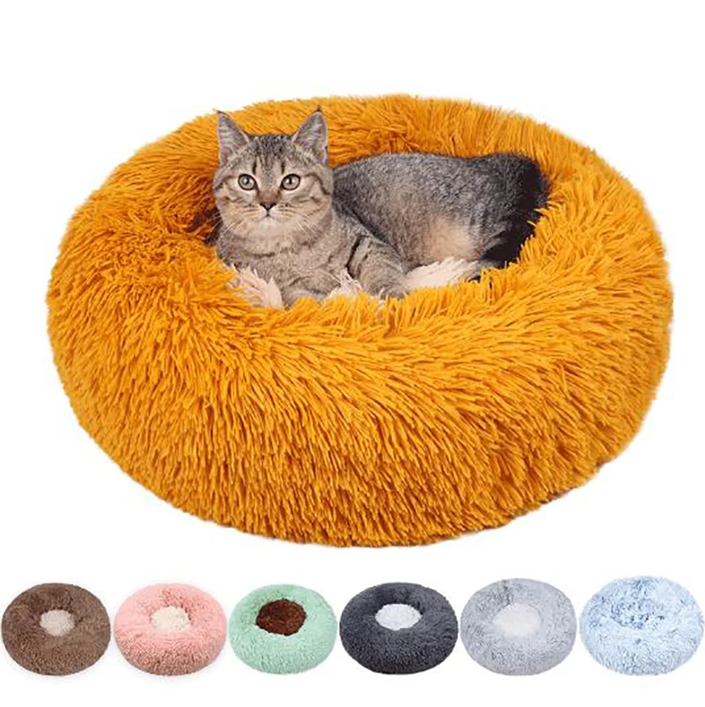 Warm Soft Dog Bed Plush Cat Mat Dog Beds For Large Dogs Bed House Round Cushion Pet Product Accessories Convertible Dog Cushion