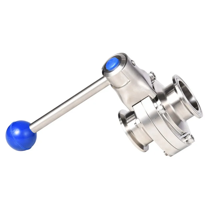 DN150 SS Pull Handle Control SS304 Manual Stainless Steel Sanitary Clamp Butterfly Valve