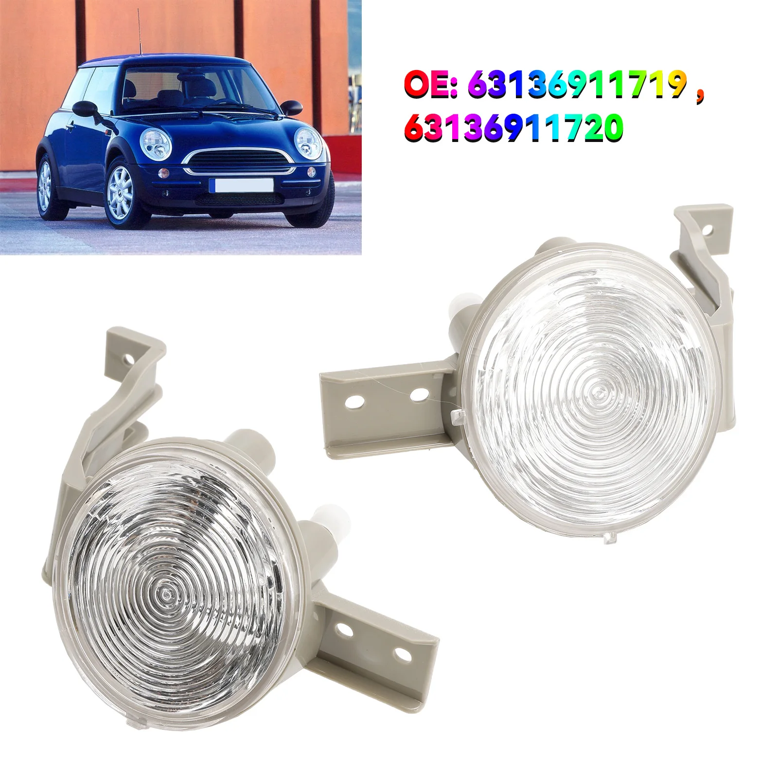 Artudatech Front Left Right Indicator Light Lamp Flasher Clear Lens 63136911719 63136911720 for Mini Cooper