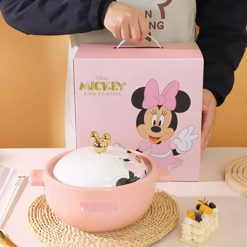 Disney Mickey and Minnie Ceramic High-temperature-resistant Casserole with Lid for Large-capacity Household Gas Stoves