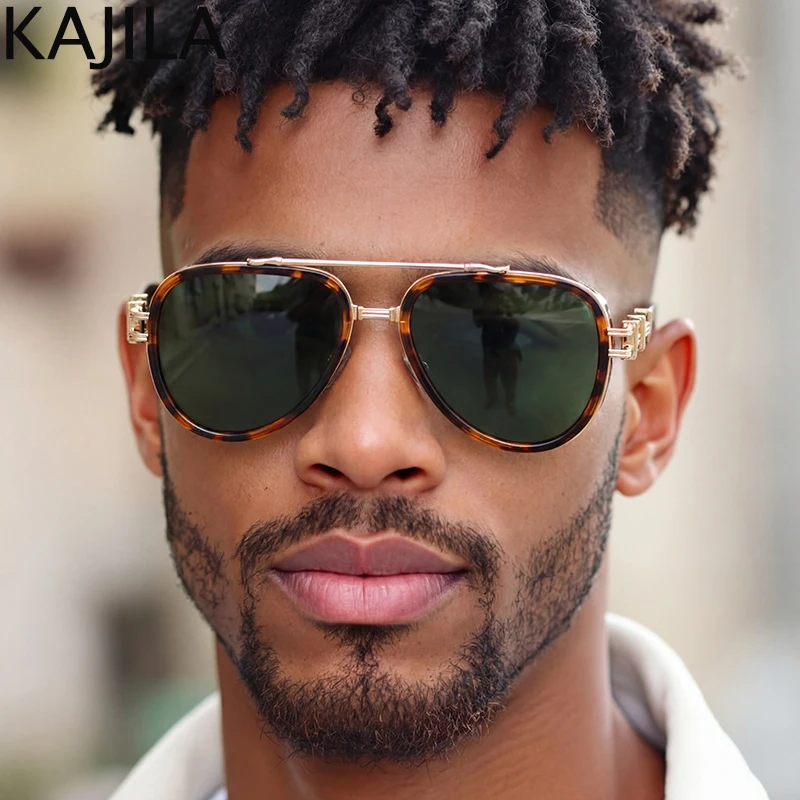 Oversized Square Polarized Sunglasses Men 2026 Luxury Brand Oval Metal Frame Steampunk Sun Glasses For Male Night Vision Eyewear