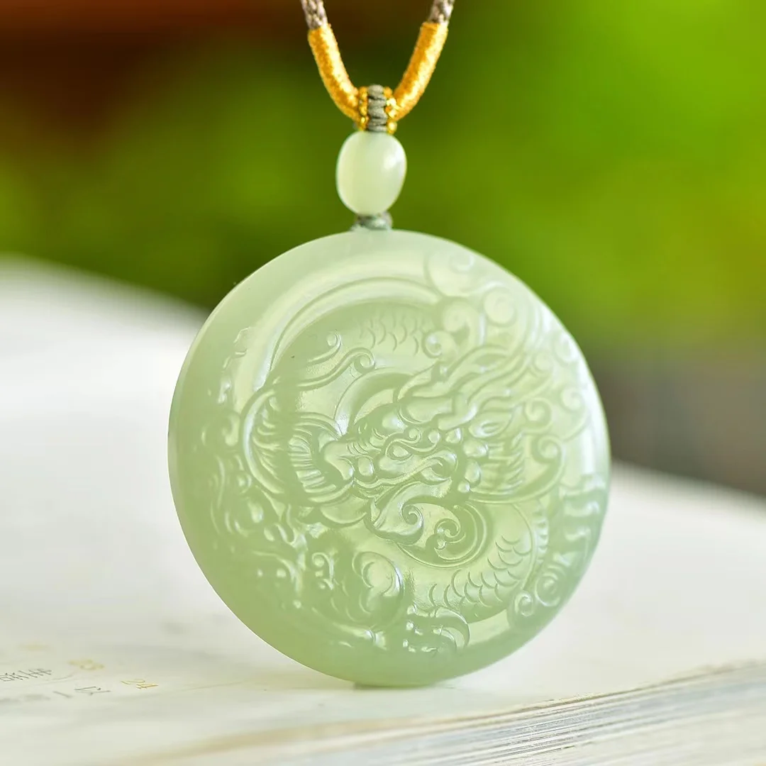 

Hetian Jade Qinghai Material Qingshui Longfeng Brand Pendant Jewelry 1515#