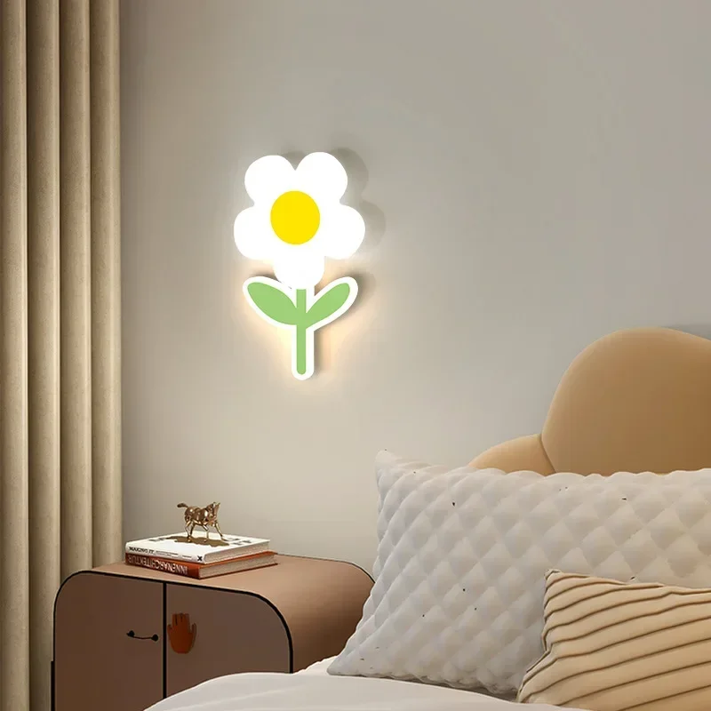 Flower Wall Light LED Eye Care Children Room Wall Lamps for Baby Kids Bedroom Bedside Nursery School Lighting remote control