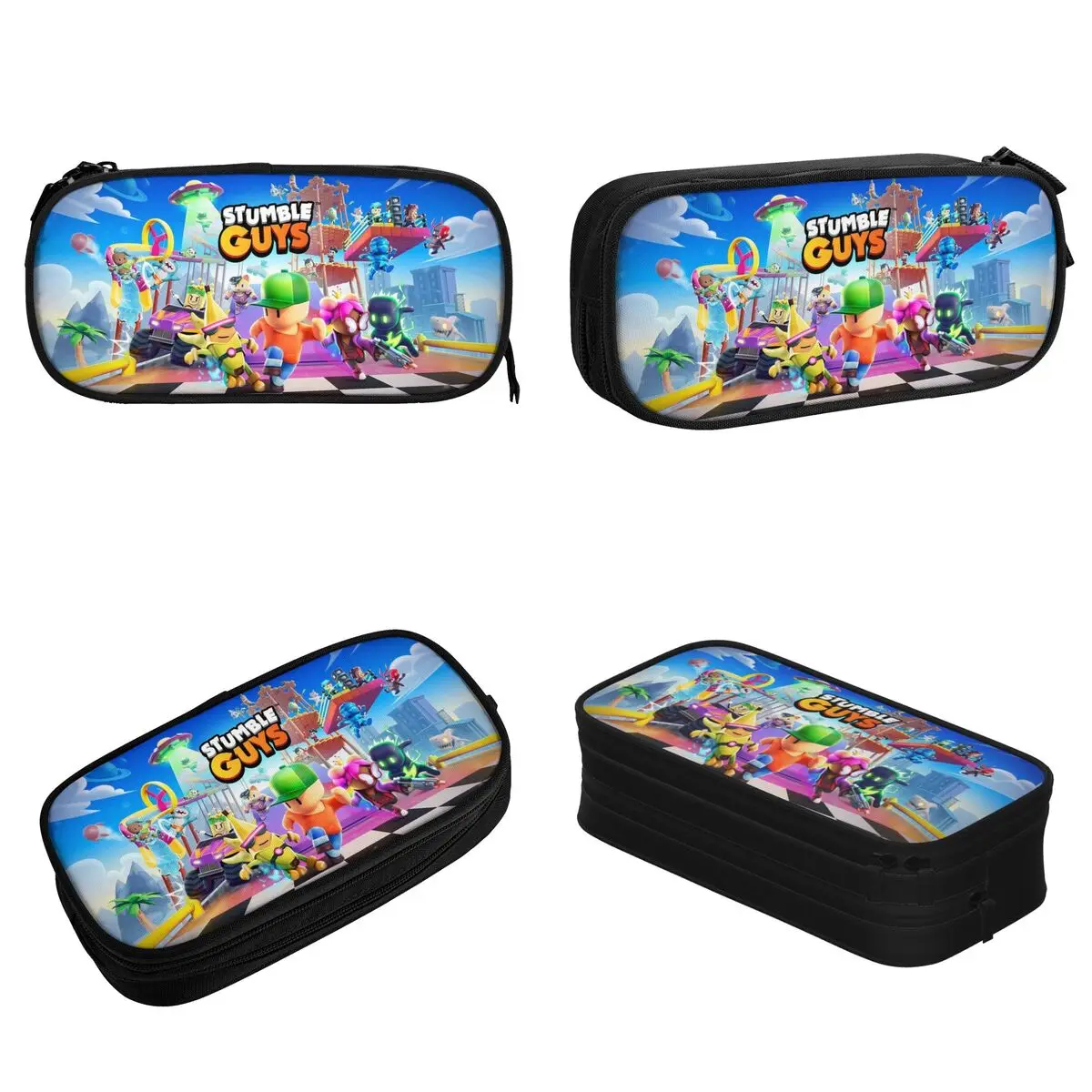 Imagem -02 - Cartoon Game Pencil Case Lovely Stumble Guys Pen Box para Estudante Bolsas de Grande Capacidade Material Escolar Zipper Papelaria