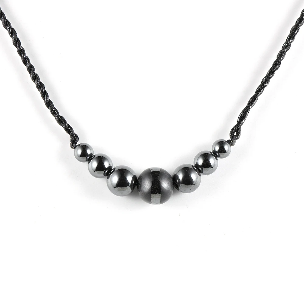 

Nabest New 6 Styles Hematite Pendant Necklace for Men Wax Rope Black Chain Necklaces Women Real Stone Fashionable Jewelry