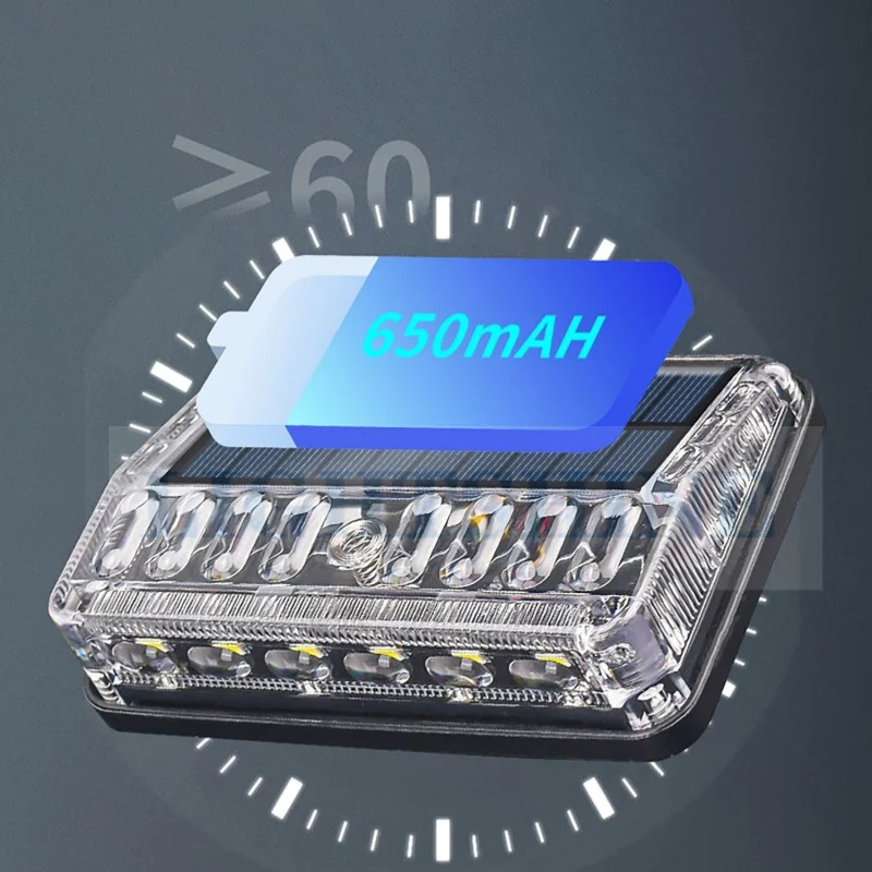 Solar Flash Warning Light For Big Truck Magnetic Absorption /Screw /Adhesive Fixed Anti-Rear-End Lighting Line Free 650mah