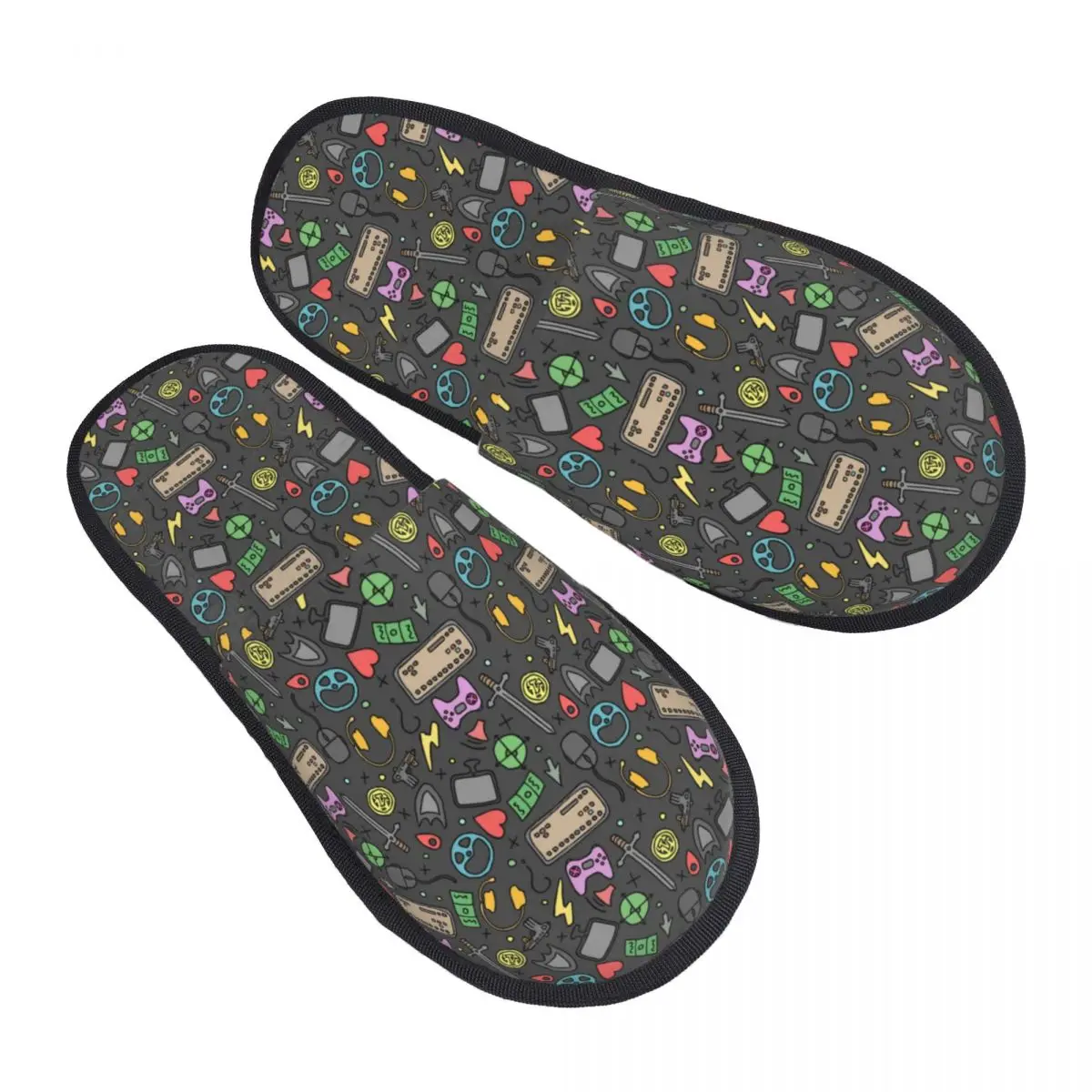 Pantoufles de maison de contrôleur de jeu personnalisé pour femmes, mousse à mémoire de forme confortable, cadeau d'amant de jeu vidéo, chaussures de spa à enfiler