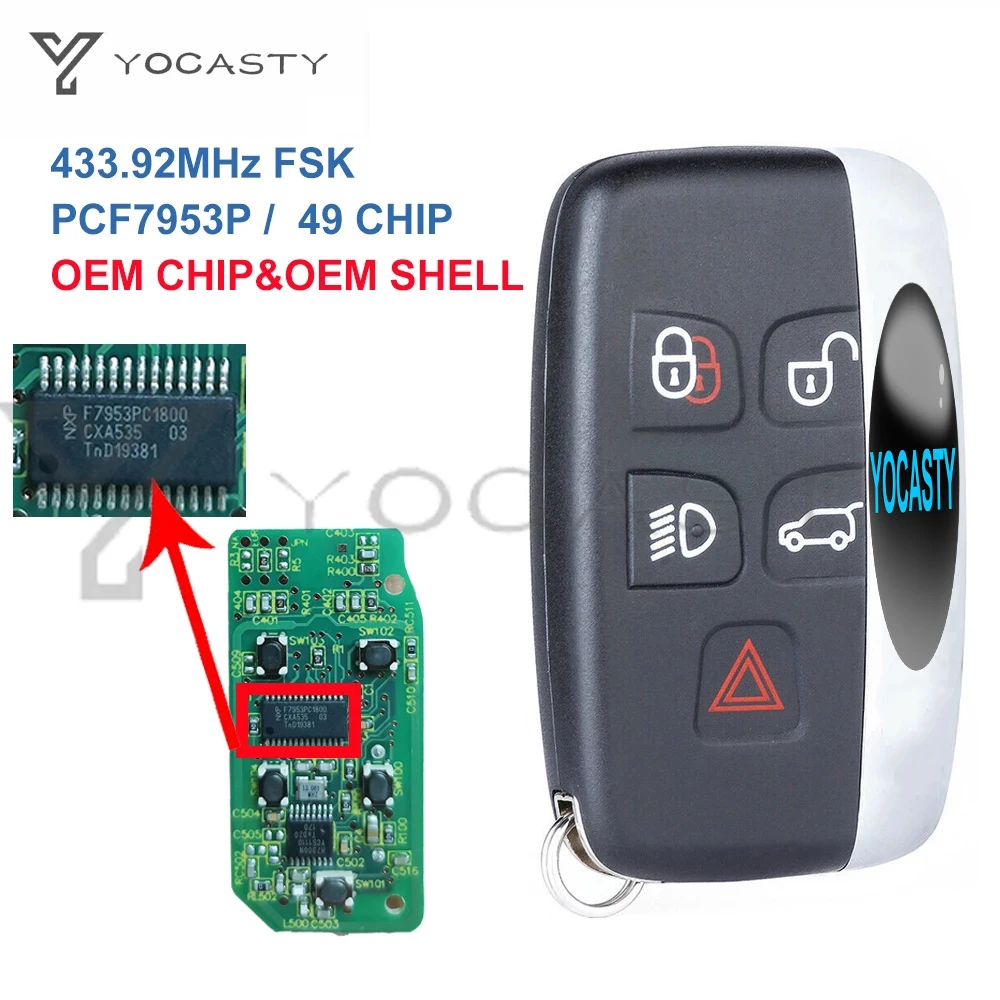 YOCASTY 5 Buttons Smart Car Key Remote 433MHz ID49 With OEM shell For Land Rover Discovery 4 Freelander Range Rover Sport Evoque