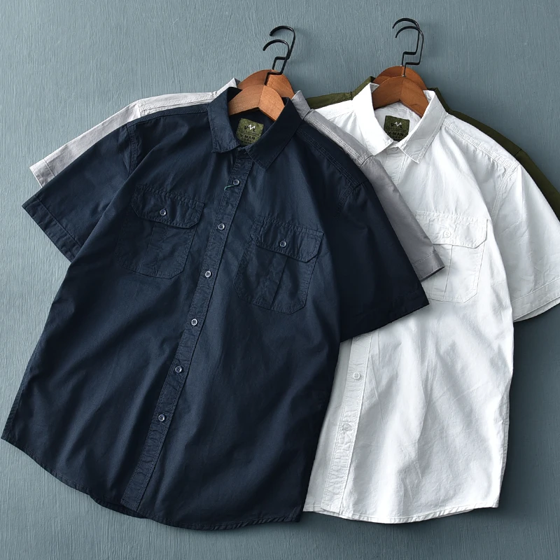 

Summer Fre Sle Men's Casual Loose Cotton irt ort Sve Turn-down Collar Faionable All-round ket Pure Cotton irt