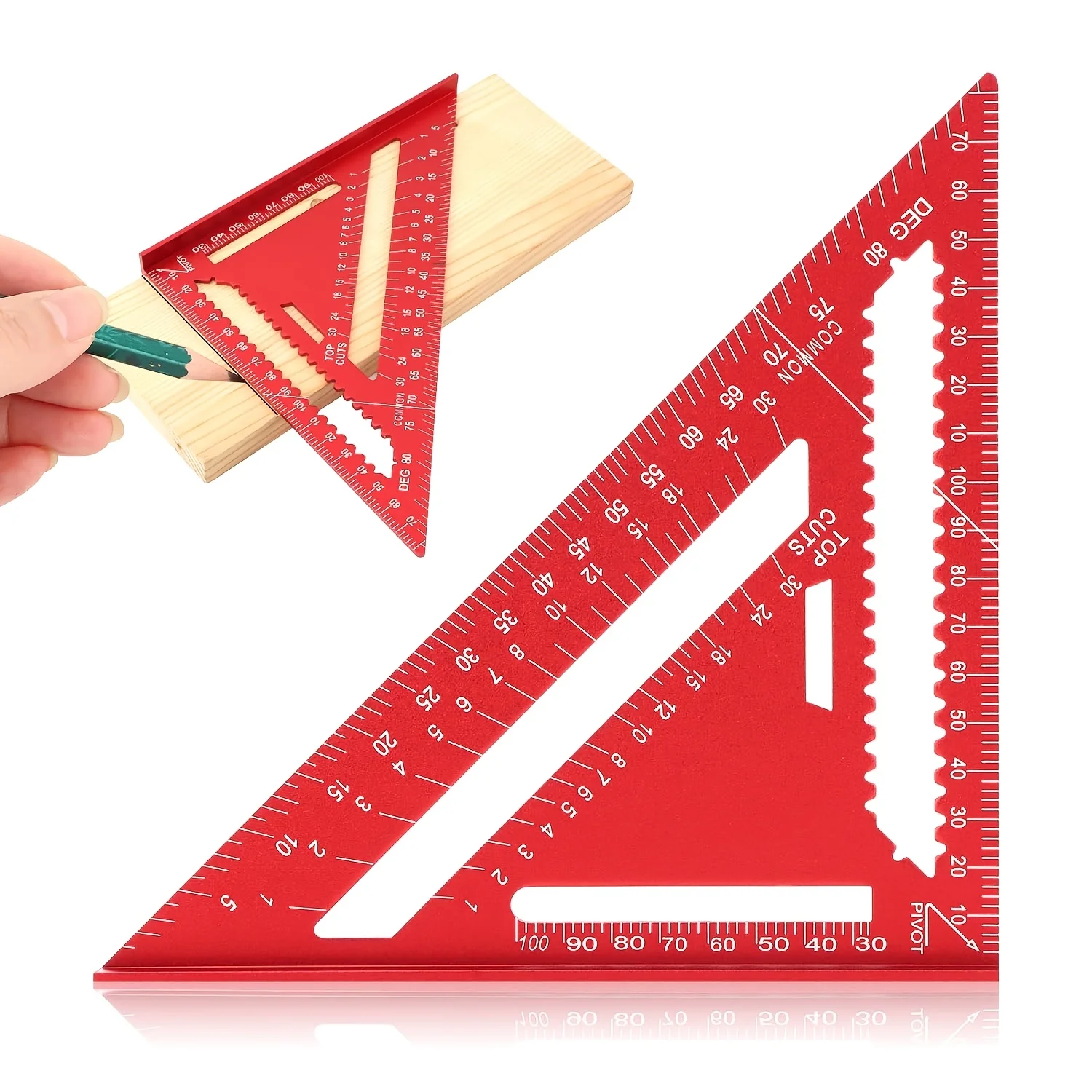 Escuadra de Aluminio para Carpintería, Herramienta de Medición y Diseño con Escala Métrica, 0-90 Grados °   Protractor Cast Protractor