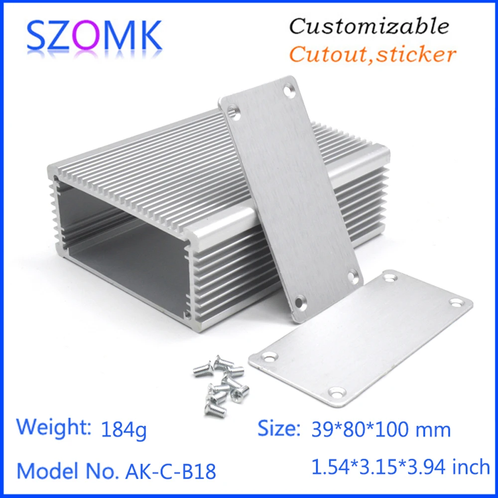 10Pcs 39*80*100mm electronics diy aluminum project box pcb enclosure outlet boxes szomk silver aluminum amplifier case