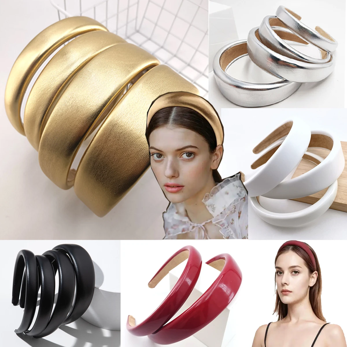 2/2,5/3/4CM Vintage Pu Leder Haarband Solide Lünette Stil Stirnband Kopf Hoop Mädchen Nicht-slip Turban Mode Haar Zubehör – Detail 1