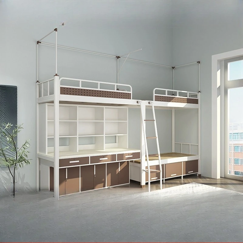 

Go to bed Under table College student dormitory apartment Steel wood combined combination desk Iron frame