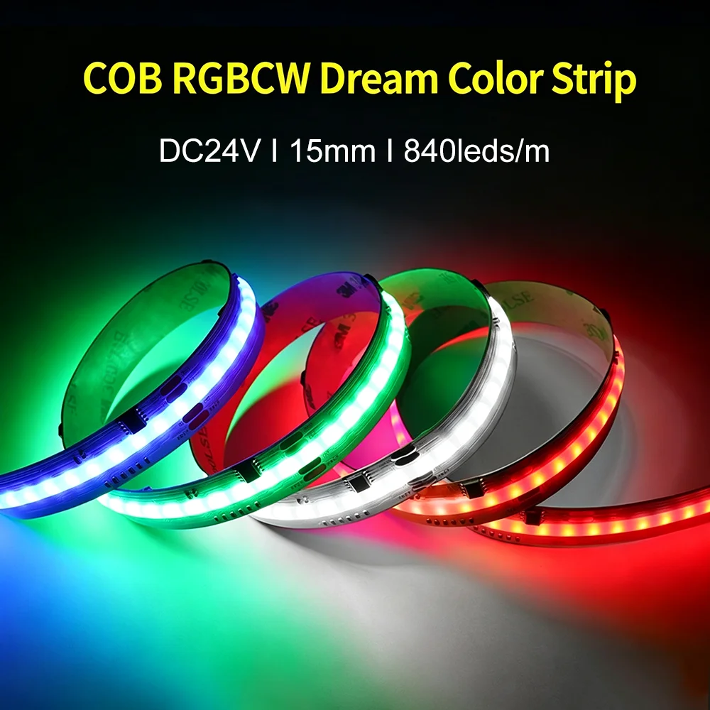 DC24V SPI RGBCCT COB LED Strip 15mm 840leds WS2811 2805 RGB IC Addressable Programmable Dream color flexible lights 5m