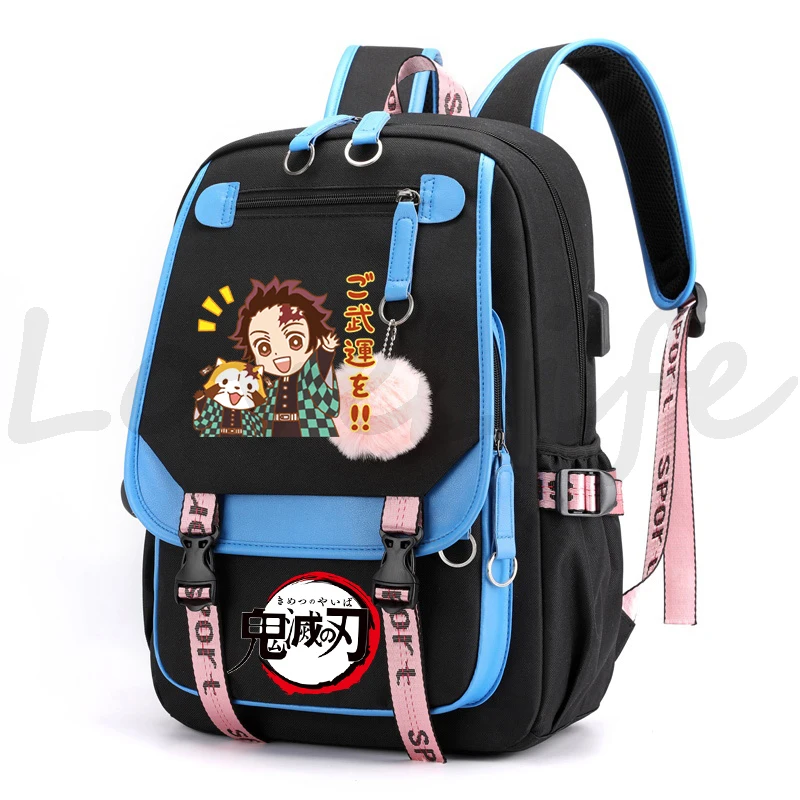 Mochila de Anime para chica adolescente, morral escolar Kawaii de Kimetsu No Yaiba, Kamado, Tanjirou, Cospaly, mochilas escolares de Manga, Demon Slayer