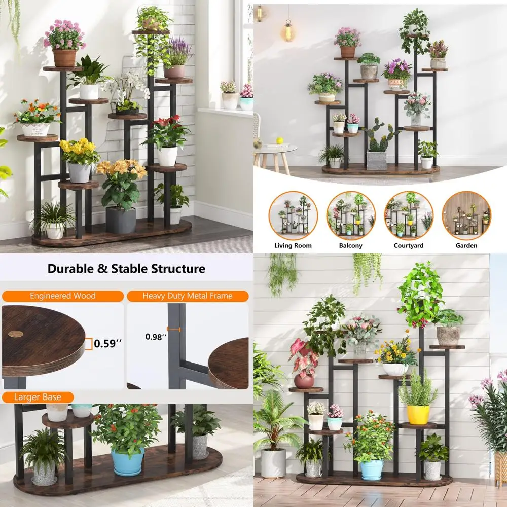 

Многоуровневая подставка для комнатных растений, 11-уровневая стойка для цветов в горшке, высокий держатель-органайзер для цветов