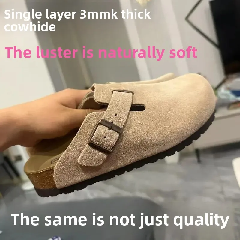 2025 nuevos zapatos Boken para mujer, cabeza de pesca de fondo suave, zapatillas semideslizantes de tacón grueso, zapatillas de moda para el hogar