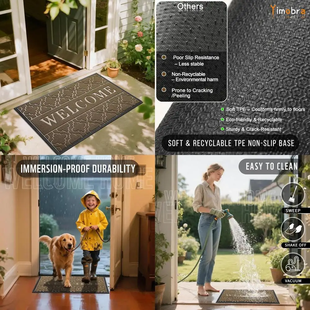 

All-Season Waterproof Door Mat, Outdoor/Indoor Non-Slip Entrance Mat, Heavy Duty, 47x32, Coffee
