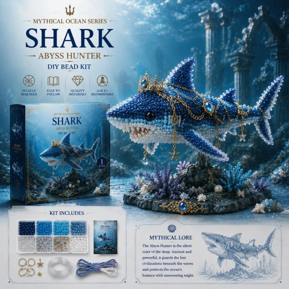 Handmade DIY Marine Organism Beaded Embroidery Kit Tiny Mini Mythical Ocean DIY Bead Kit Colorful Educational