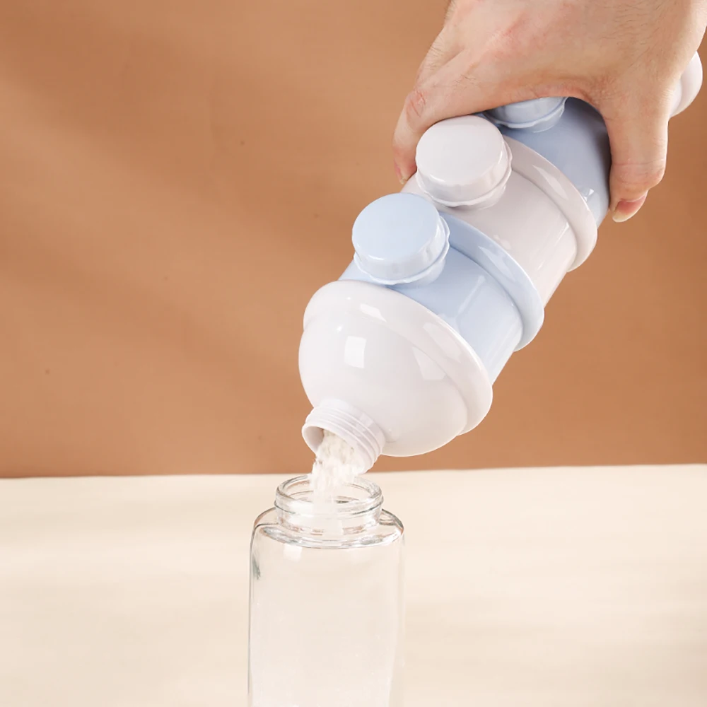 4 طبقة الدب نمط المحمولة صندوق مسحوق الحليب فتحات متعددة الحبوب الكرتون الرضع طفل الغذاء صندوق تخزين طفل حاوية للوجبات الخفيفة